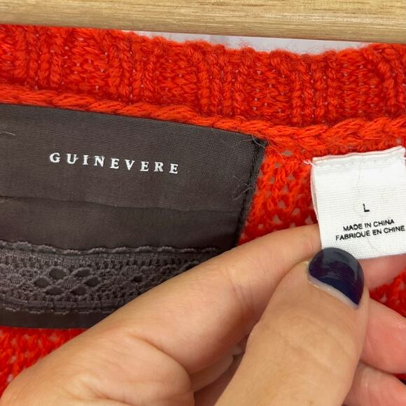 GUINEVERE Anthropologie Sweater Wool Alpaca Blend Orange Size L - Picture 3 of 9